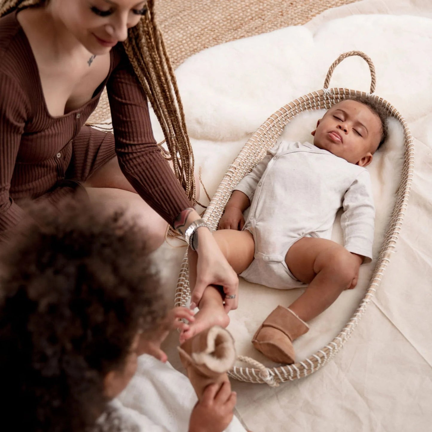 Baby Tabbed Sheepskin Booties | Chestnut - The Baby Cot Shop, Chelsea