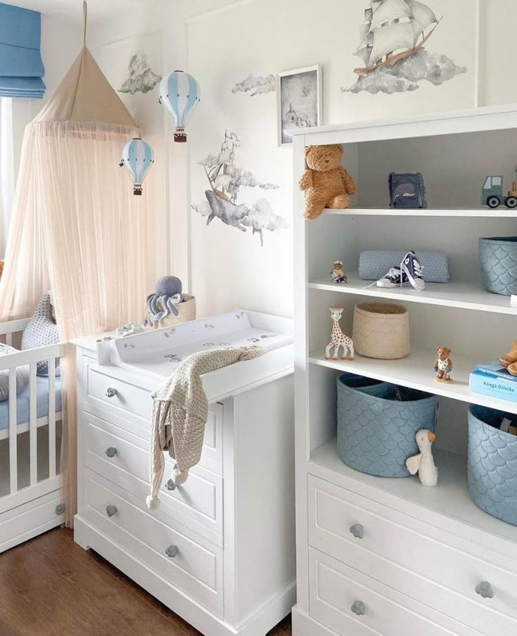 Blue and White Decorative Hot Air Balloon (3 Sizes) - The Baby Cot Shop, Chelsea