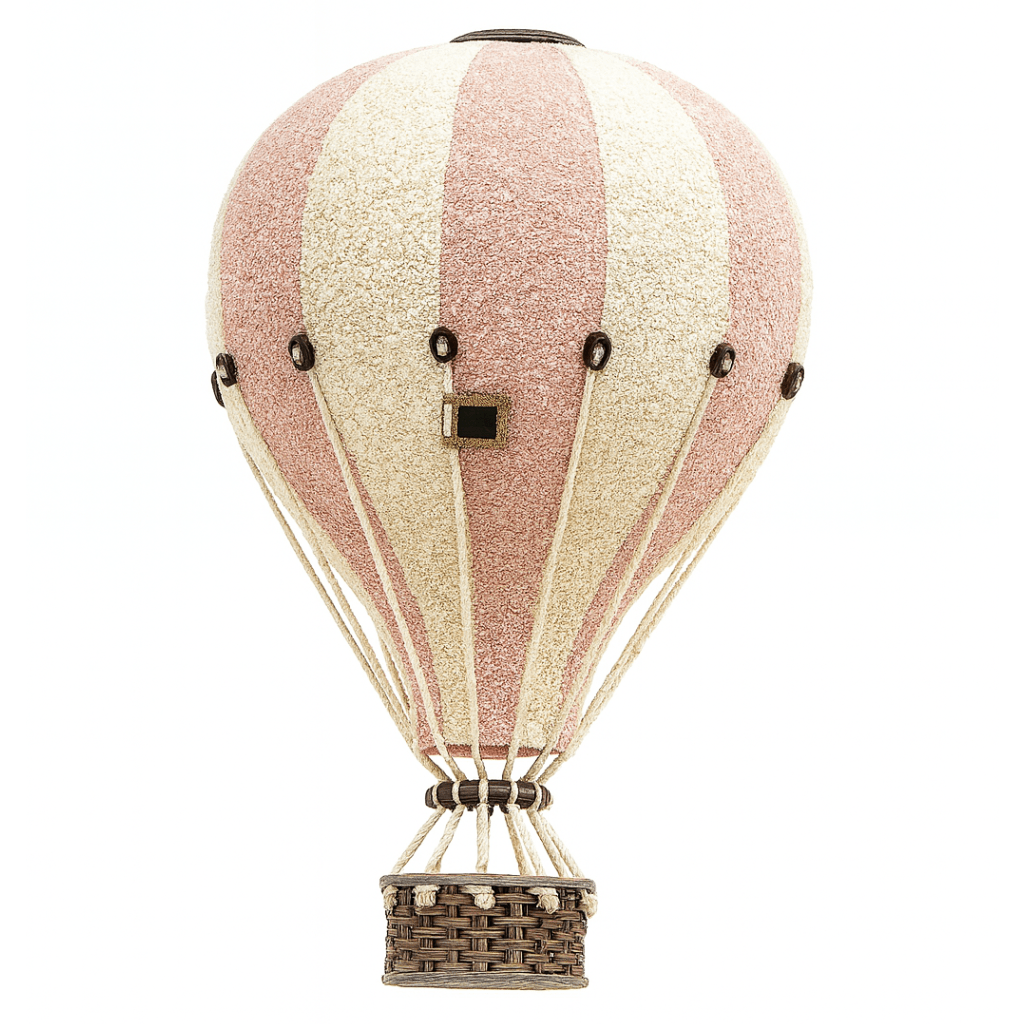Dusty Pink and Cream Decorative Bouclé Hot Air Balloon - The Baby Cot Shop, Chelsea