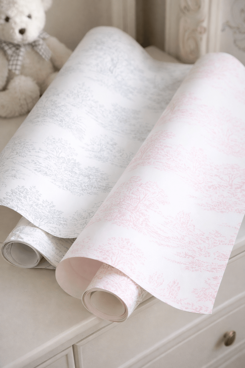 Meadowlight (Powder Blue) - Toile de Jouy Wallpaper - The Baby Cot Shop, Chelsea