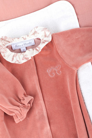 Pink Velour Babygrow | Organic nursery fabrics | Lush fabric