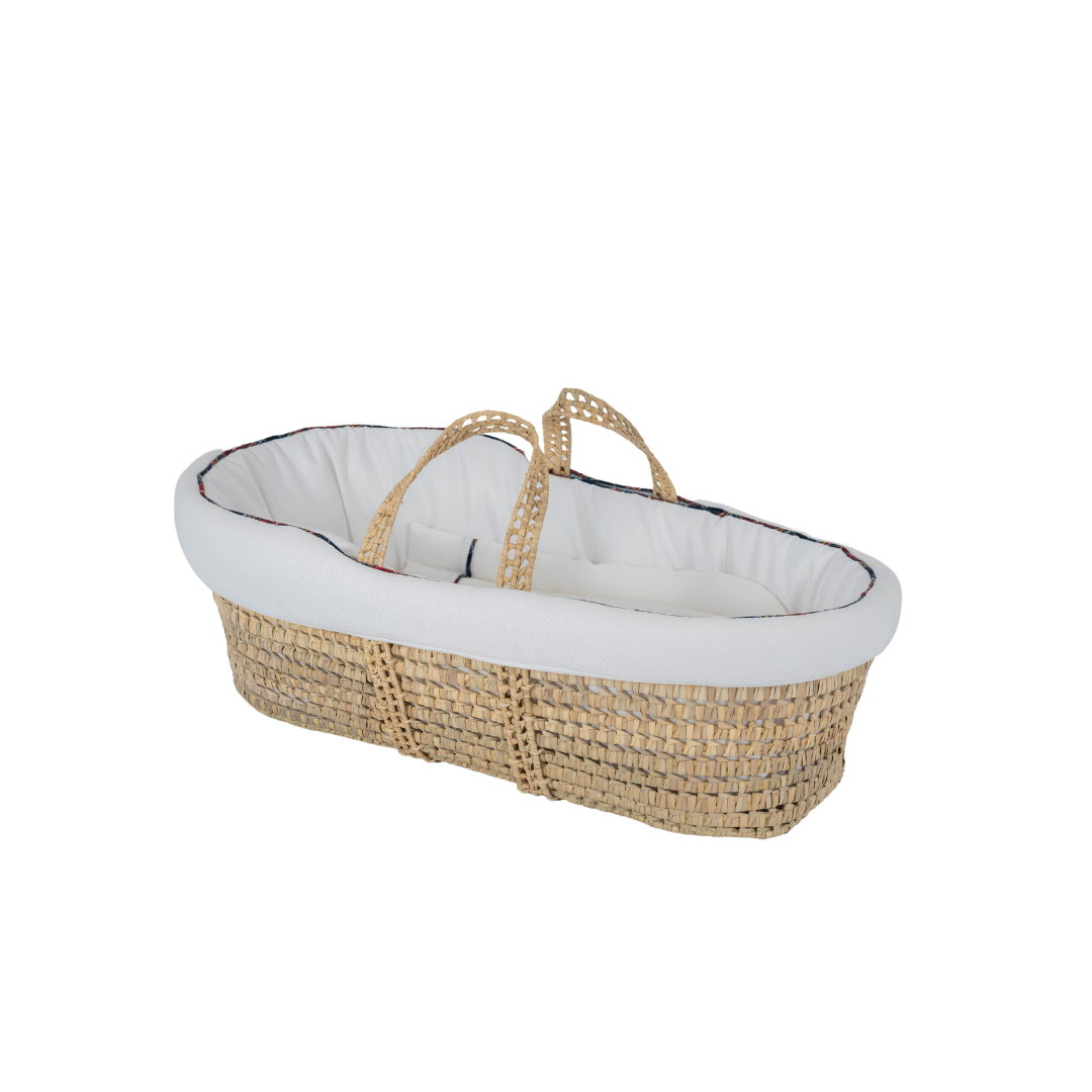 Piccadilly Parade Embroidered Moses Basket - The Baby Cot Shop, Chelsea