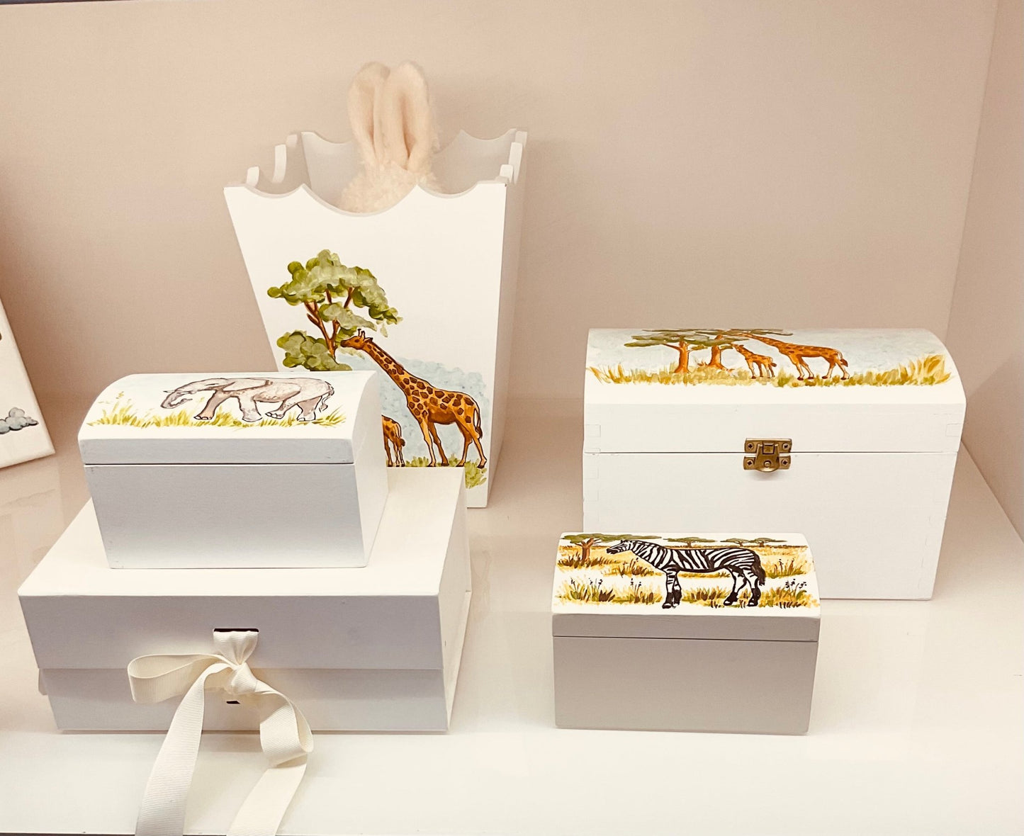 safari-themed storage boxes and bins at The Baby Cot Shop, Chelsea