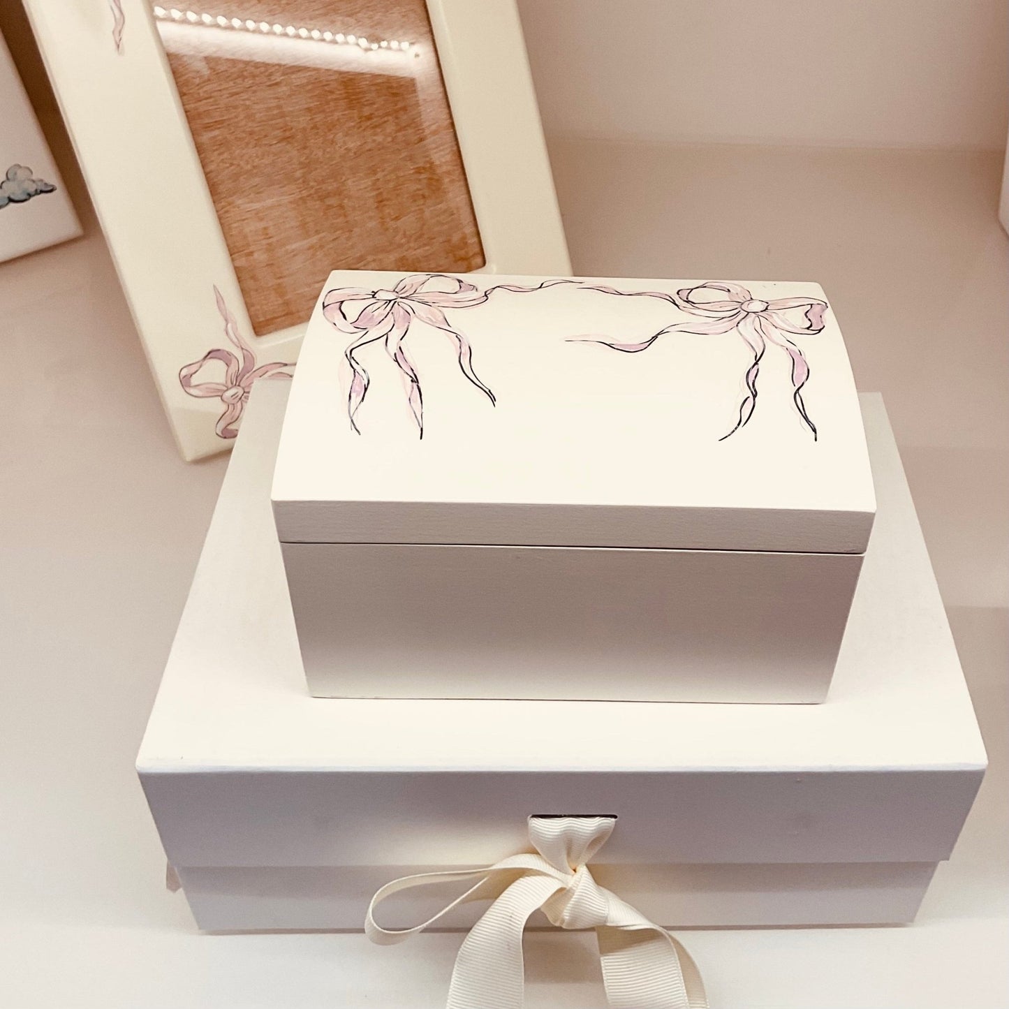 Storage Box With Bow - The Baby Cot Shop, Chelsea