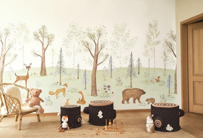 The Enchanted Forest With Bear Wallpanel by Casadeco - The Baby Cot Shop, Chelsea