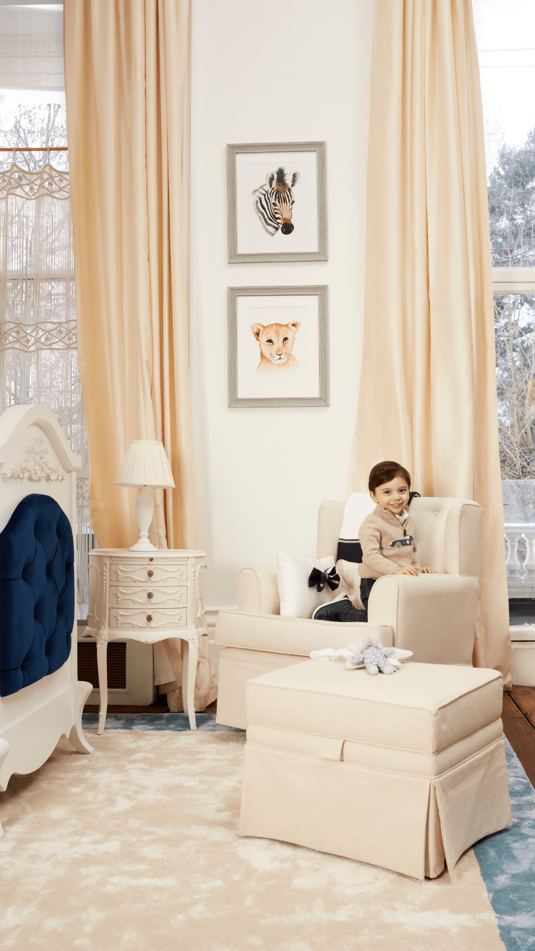 Wingback Nursery Glider in Baby Nursery