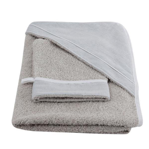 London Grey Hooded Towel & Mitt Set - The Baby Cot Shop, Chelsea