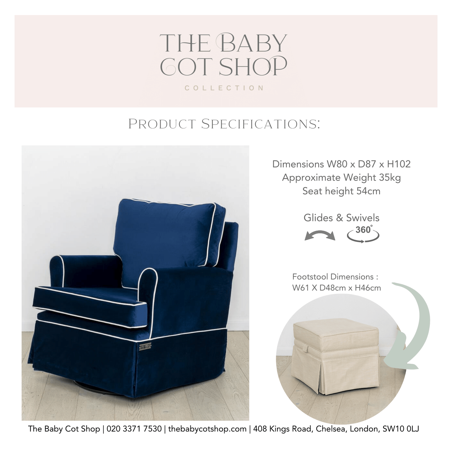 salome nursery glider product specifications
