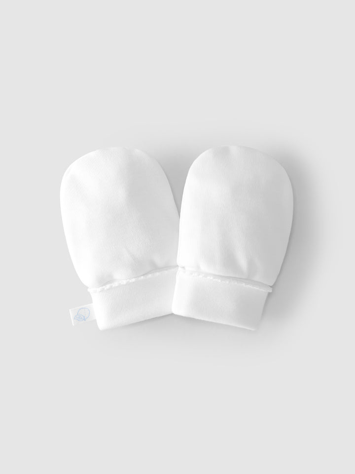 Plain Mittens with embroidered effect finish
