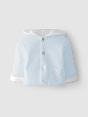 Baby blue Cotton coat with hood and pocket | Luxury Gifts