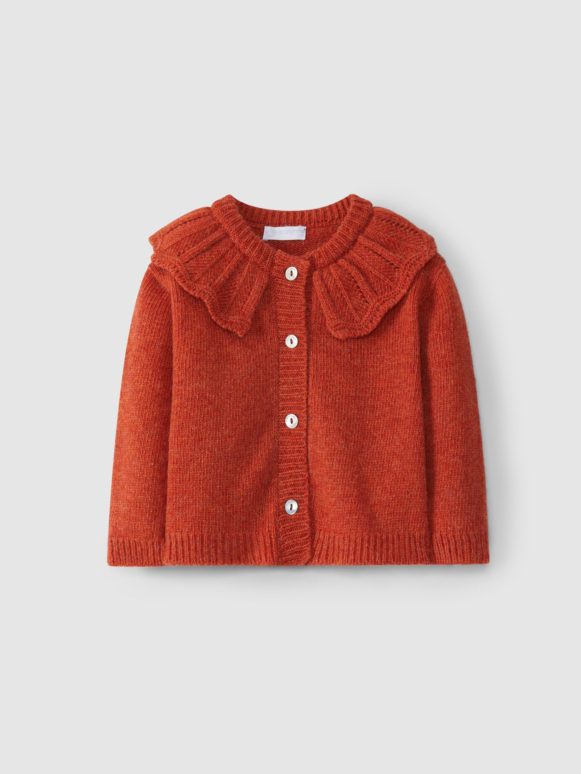 Knitted Cardigan With Ruffled Collar
