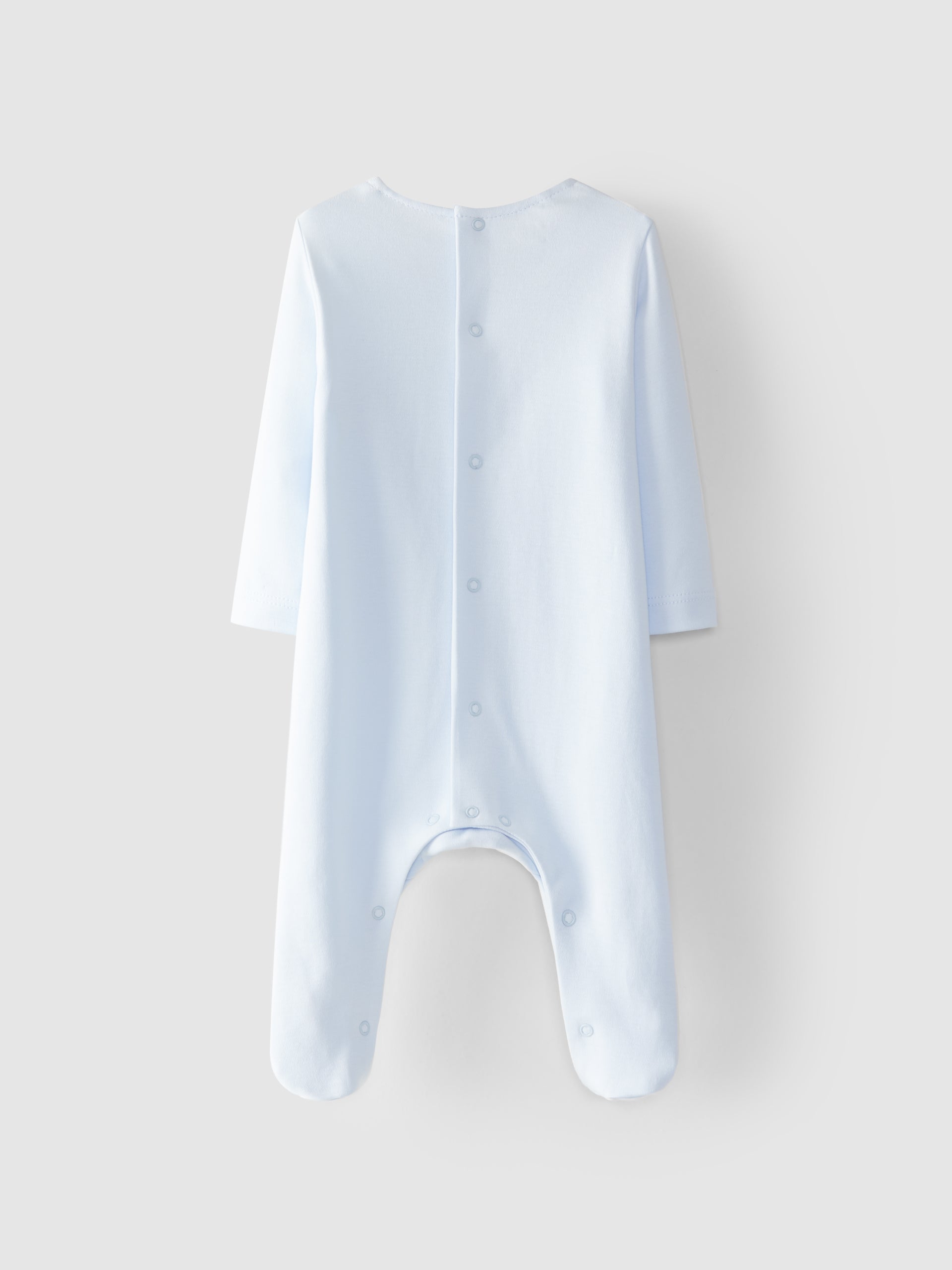 Baby Blue Luxury Babygro with Linen Detail