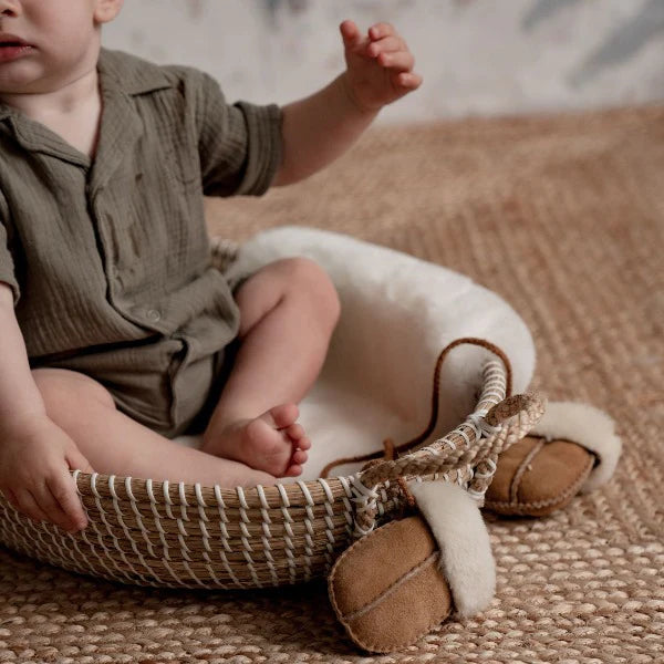 Baby Sheepskin Puddy Mittens on String | Chestnut