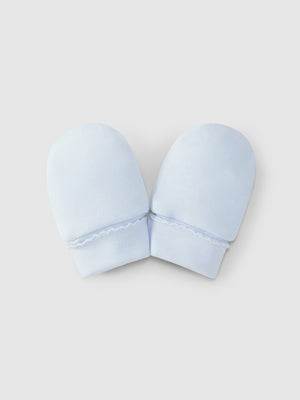 Plain Mittens with embroidered effect finish