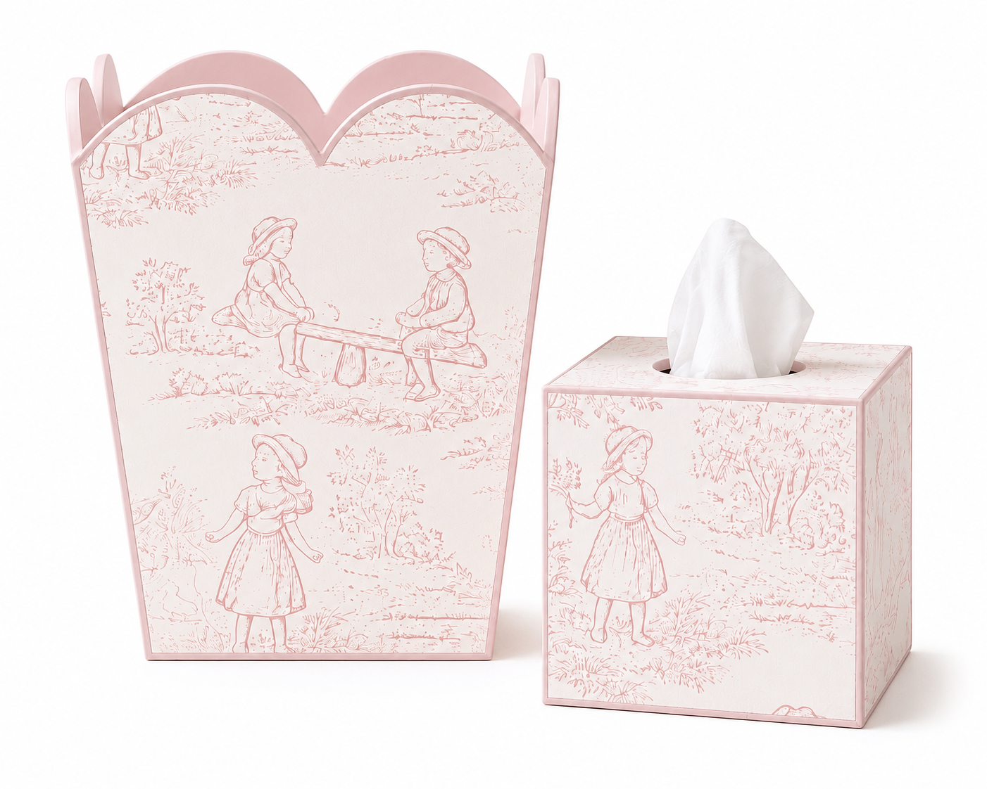 Pink Toile Nursery Accessory Set