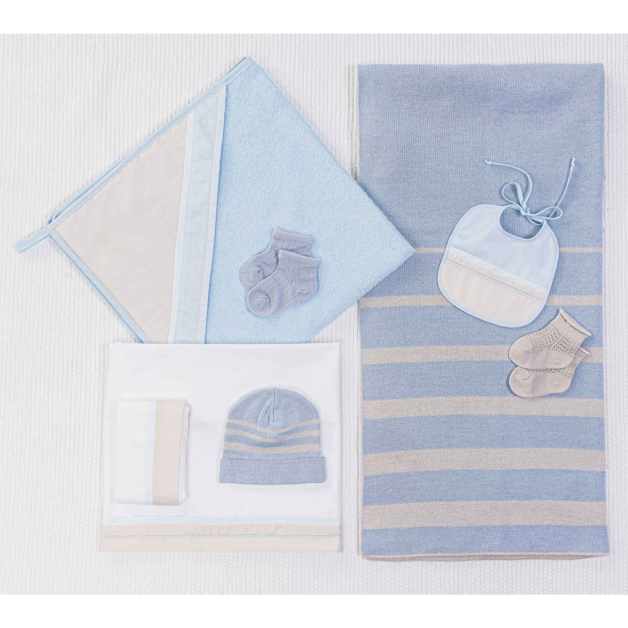 Baby Blue Stripe Wool Blanket | Lush nursery fabrics 