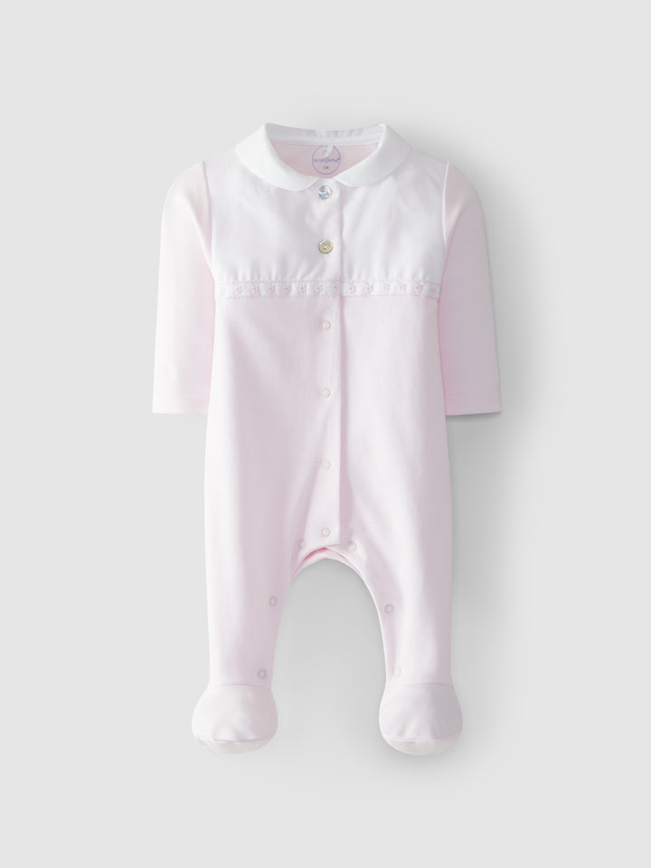 Pink Luxury Babygrow with Linen Detail  V3400