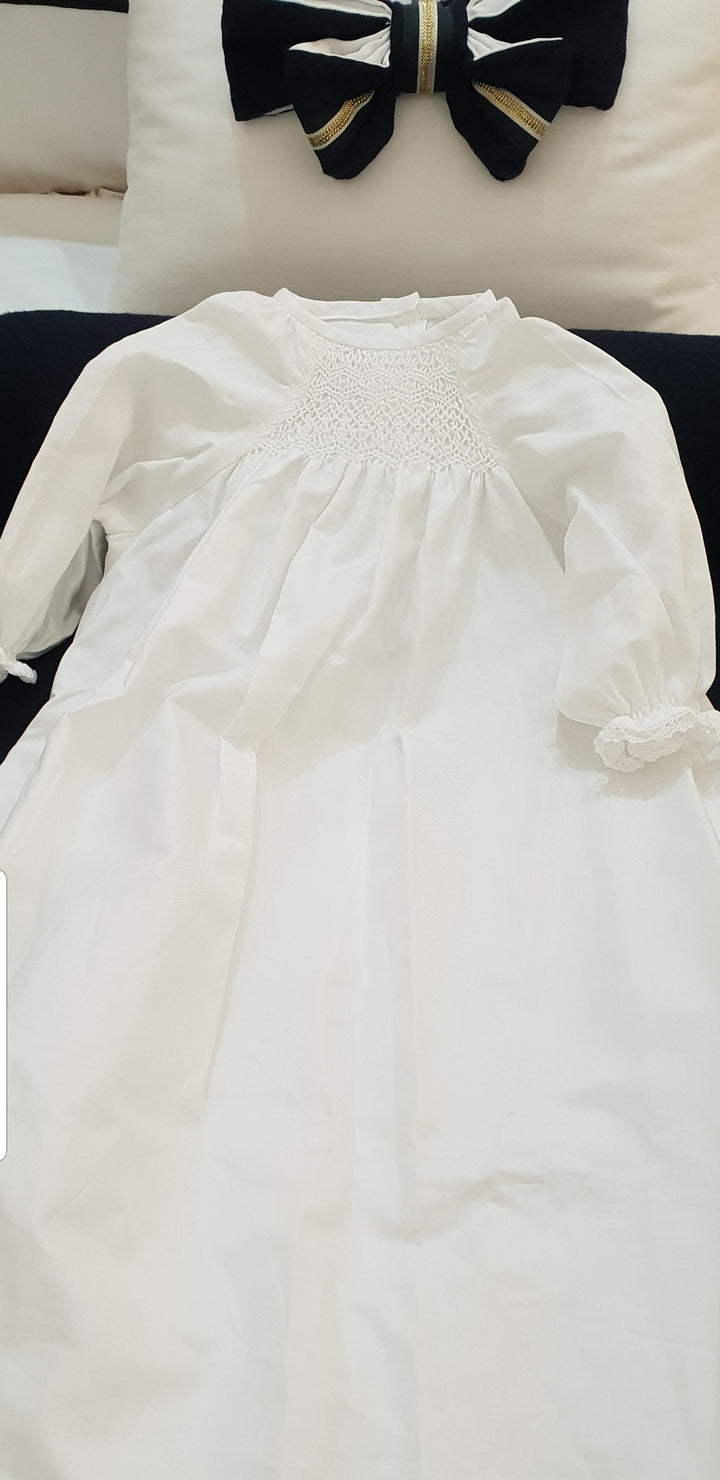 Smocked Baby Gown with Embroidery