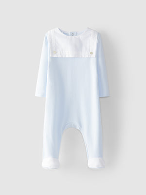 Baby Blue Luxury Babygro with Linen Detail | Unique Gifts