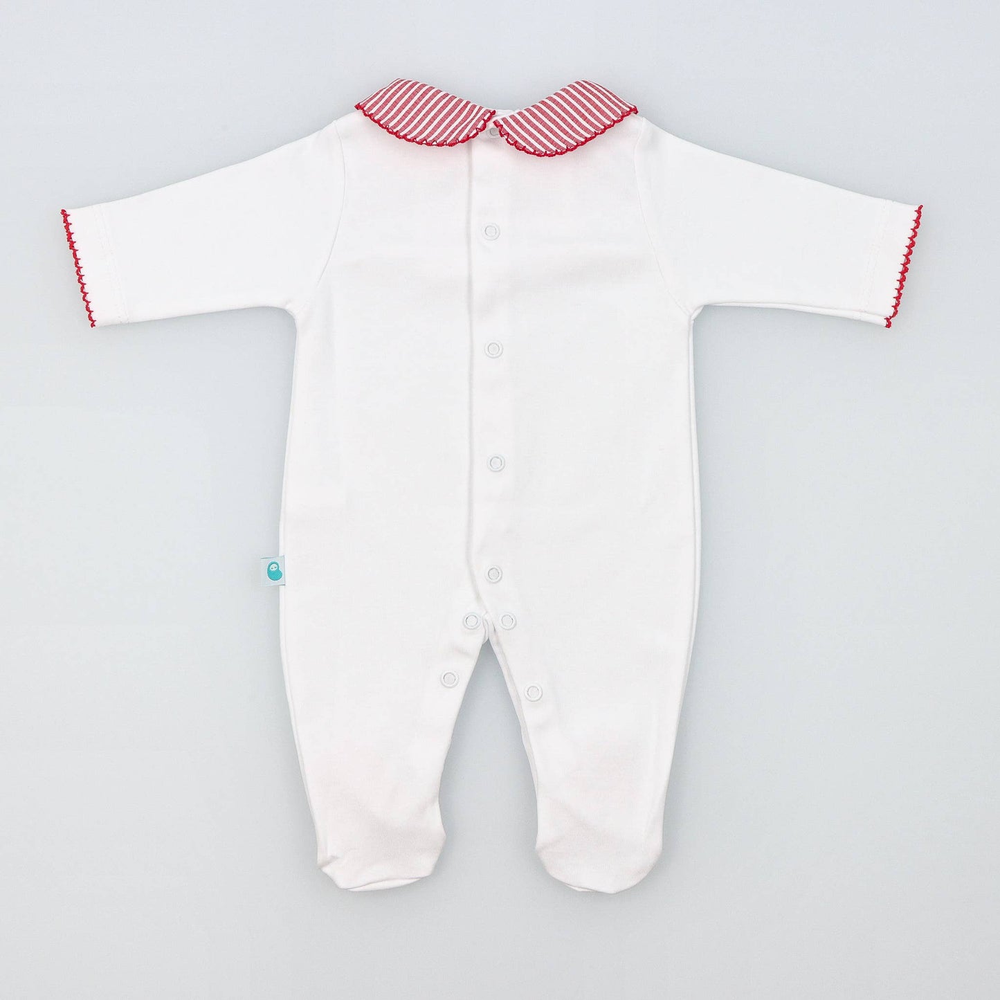 Cotton Sleepsuit with Striped Collar - The Baby Cot Shop, Chelsea