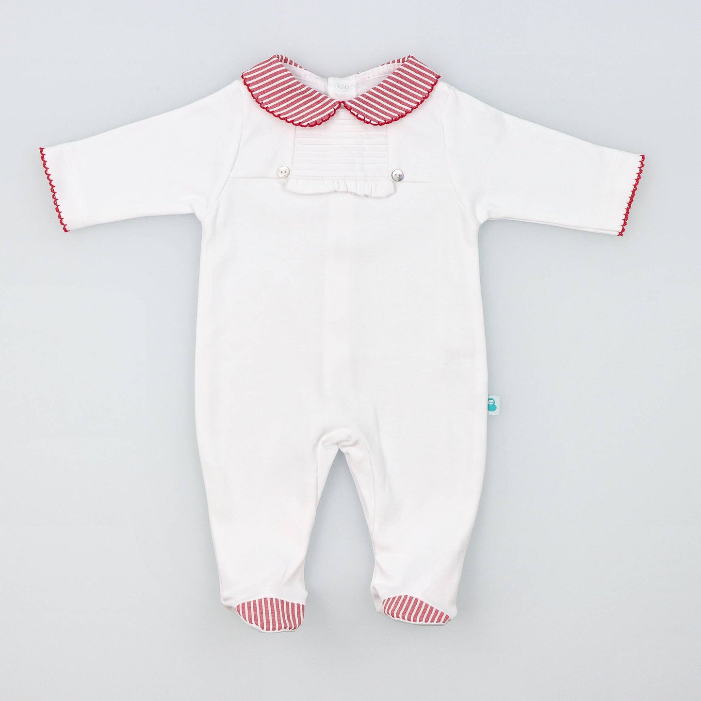 Cotton Sleepsuit with Striped Collar - The Baby Cot Shop, Chelsea