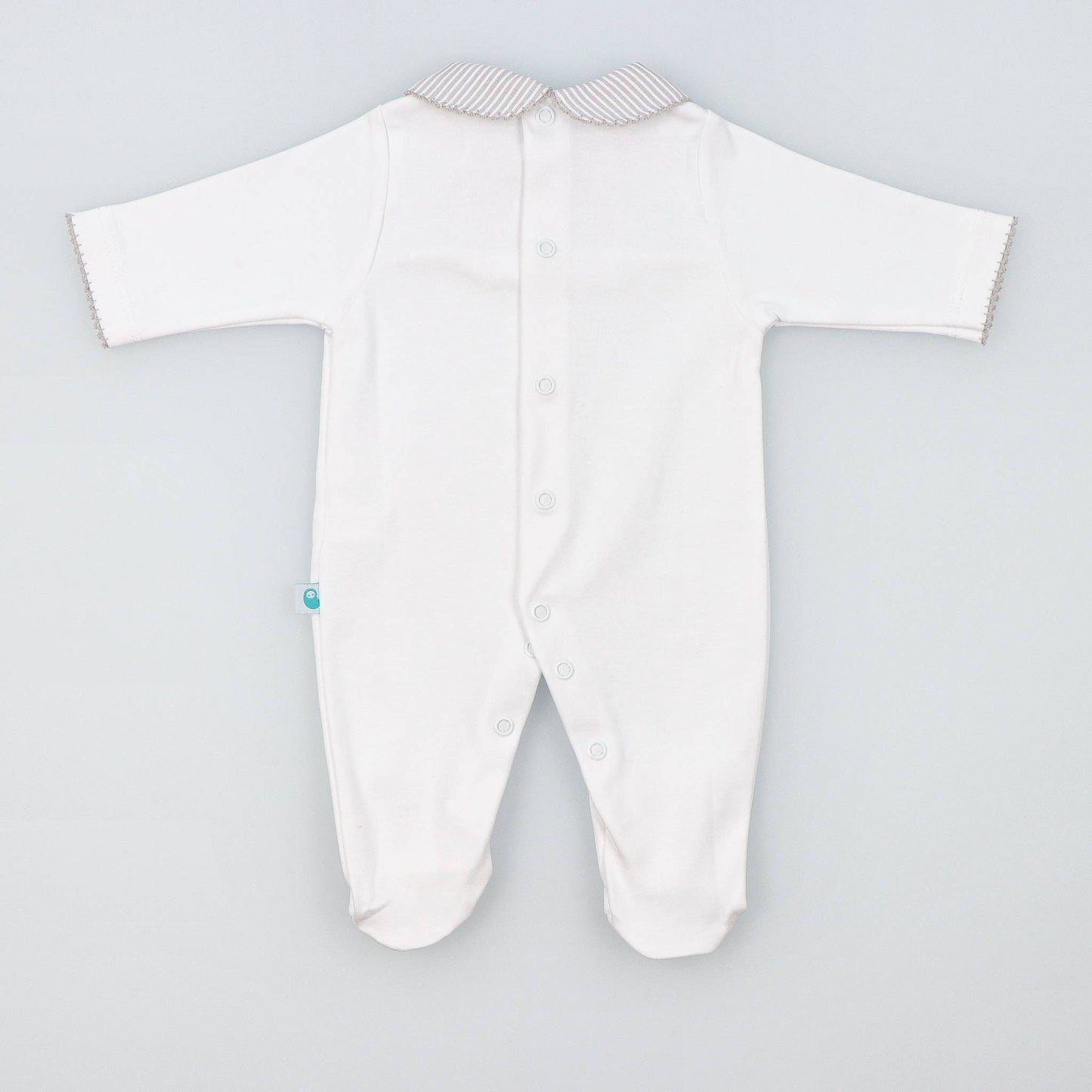 Cotton Sleepsuit with Striped Collar - The Baby Cot Shop, Chelsea
