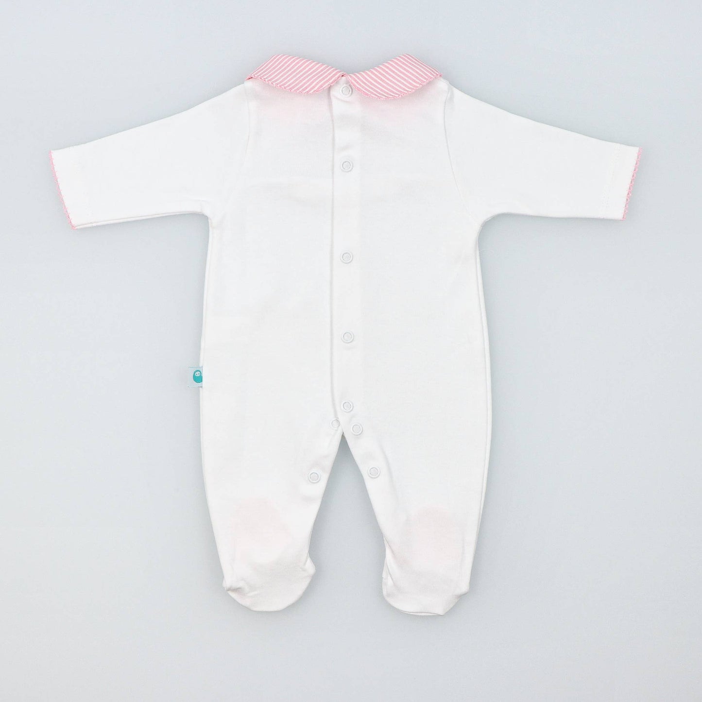 Cotton Sleepsuit with Striped Collar - The Baby Cot Shop, Chelsea