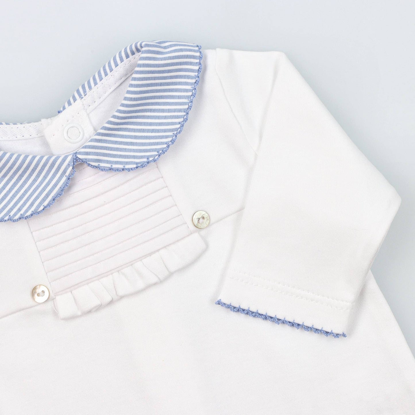 Cotton Sleepsuit with Striped Collar - The Baby Cot Shop, Chelsea