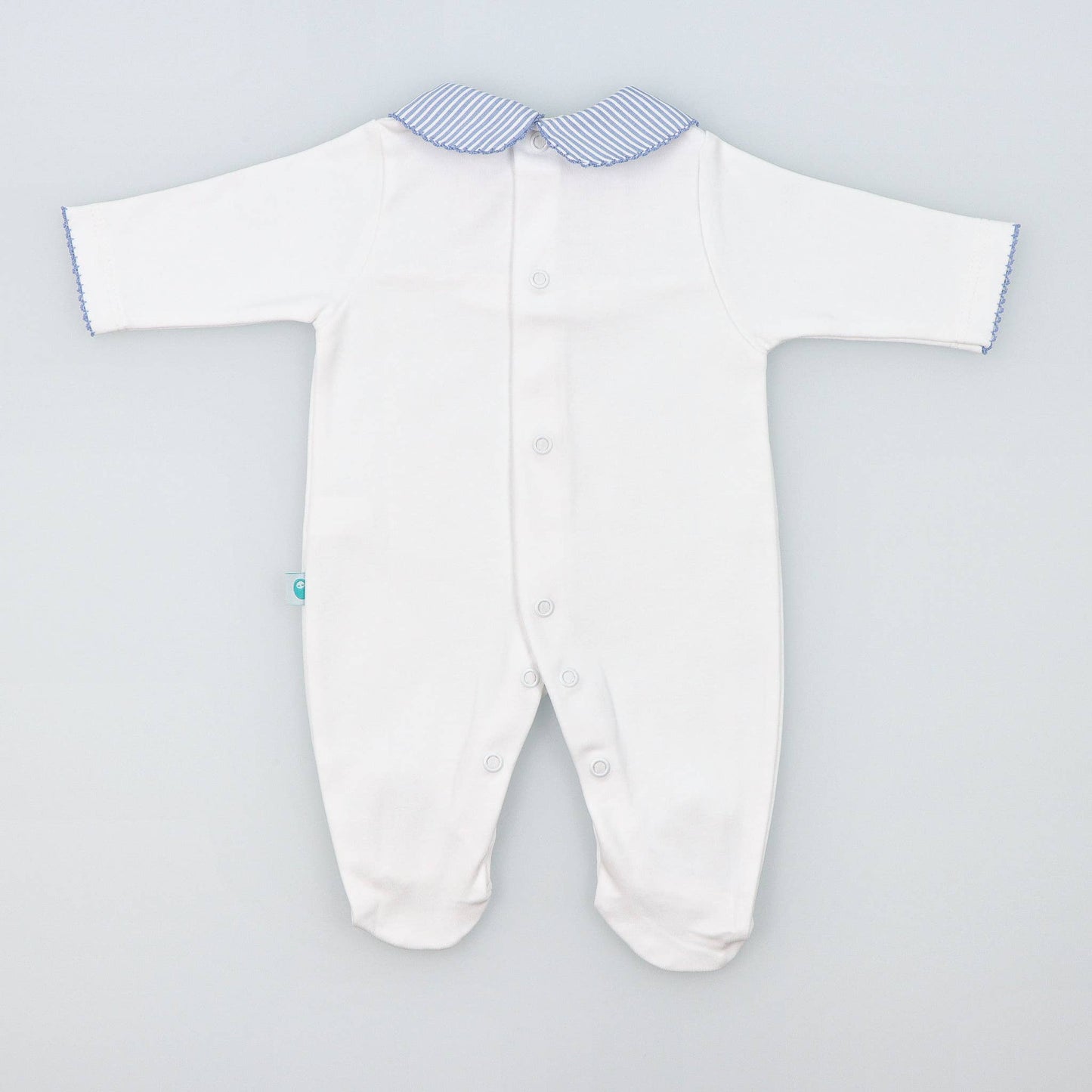 Cotton Sleepsuit with Striped Collar - The Baby Cot Shop, Chelsea
