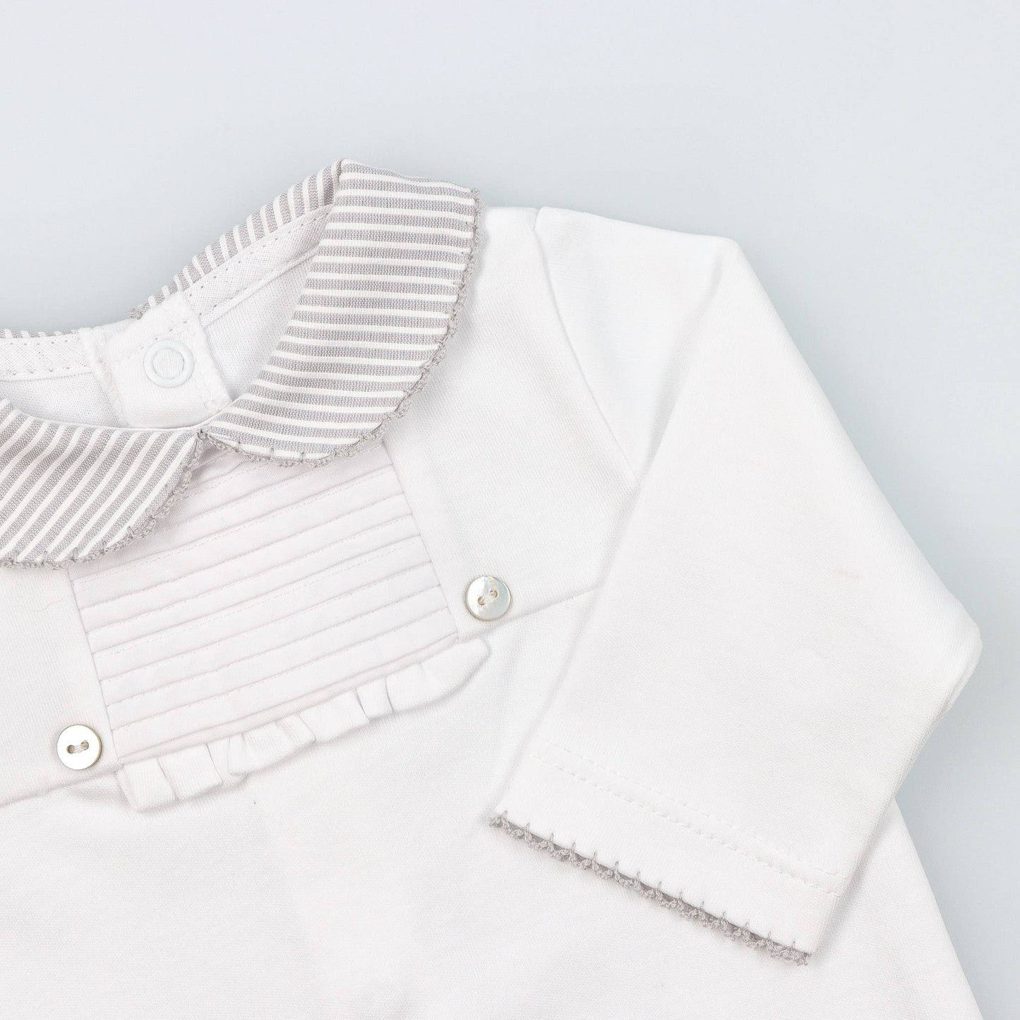 Cotton Sleepsuit with Striped Collar - The Baby Cot Shop, Chelsea