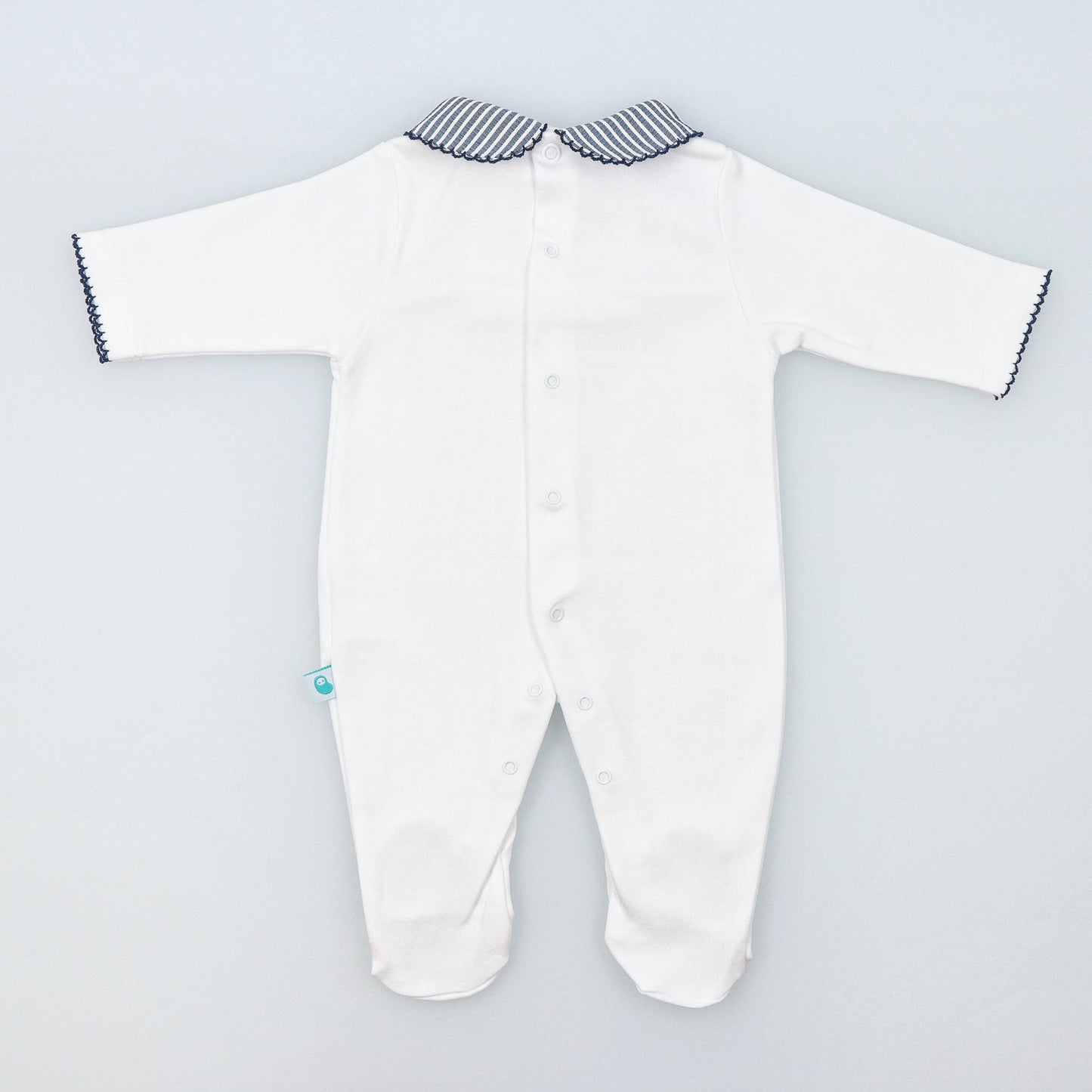 Cotton Sleepsuit with Striped Collar - The Baby Cot Shop, Chelsea