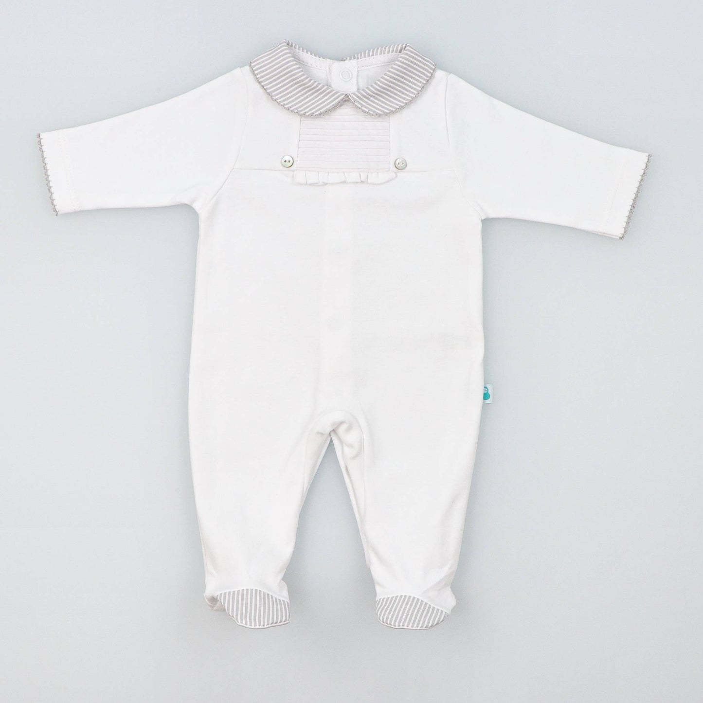 Cotton Sleepsuit with Striped Collar - The Baby Cot Shop, Chelsea