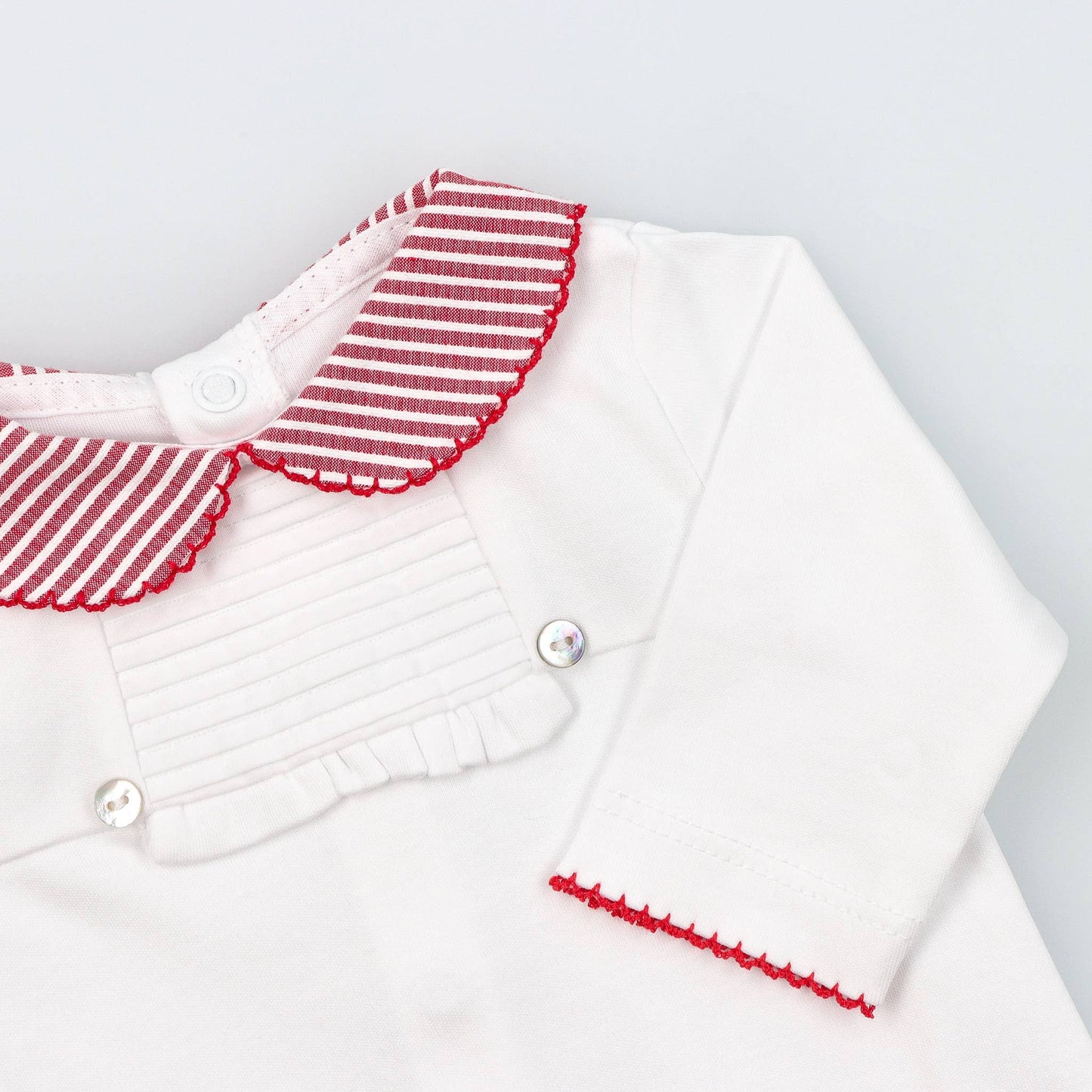 Cotton Sleepsuit with Striped Collar - The Baby Cot Shop, Chelsea