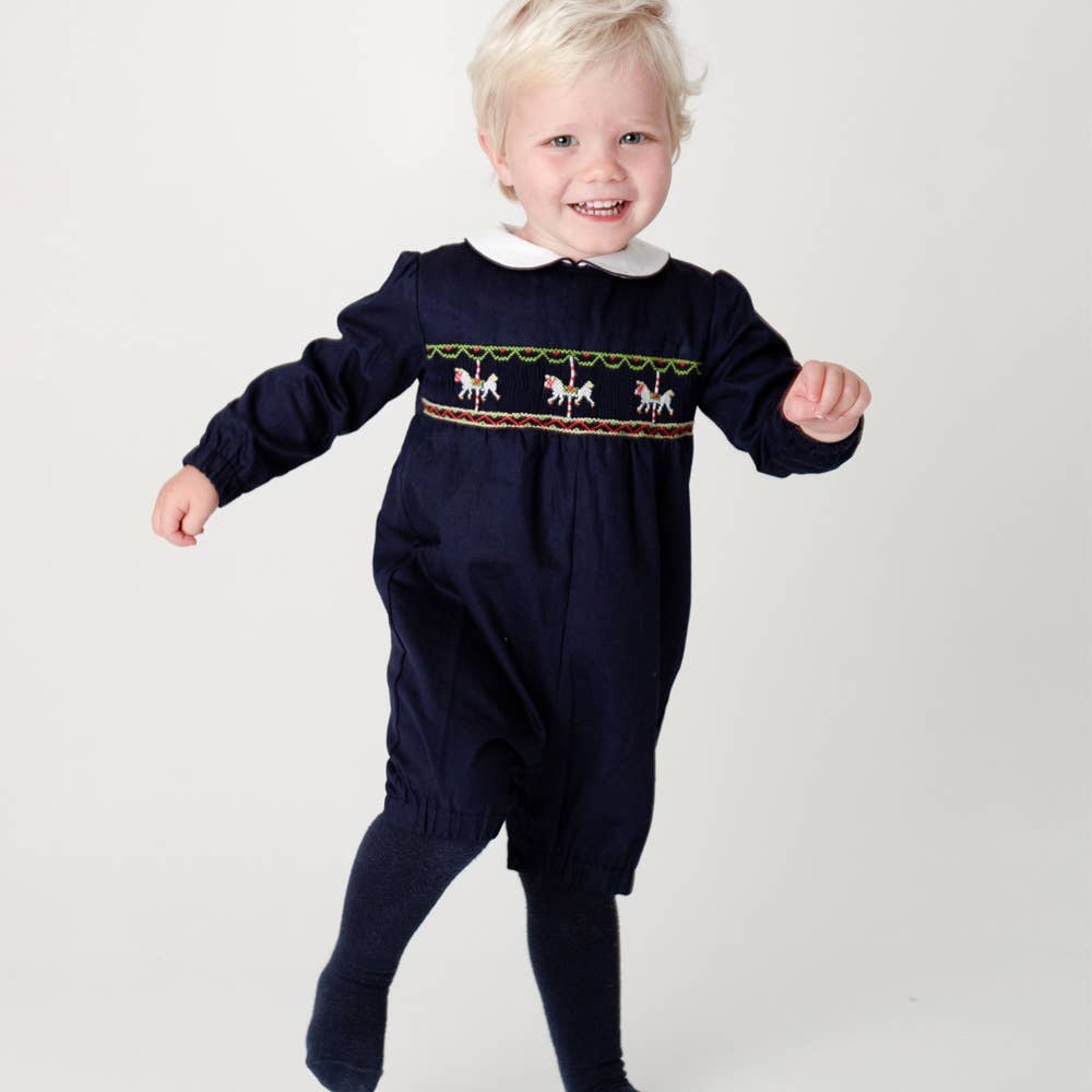 Horse Carousel Smocked Romper - The Baby Cot Shop, Chelsea