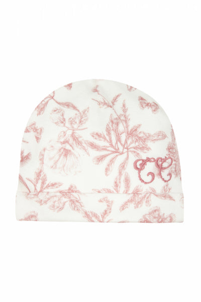 Ivory & Pink Cotton Hat  | Organic nursery fabrics