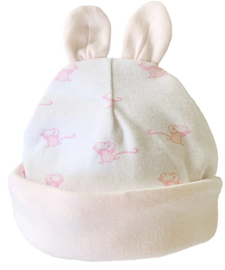 Newborn Baby Hat with Ears- Pink