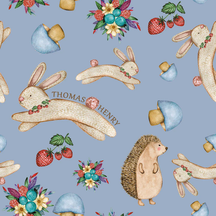 Springtime Rabbit and Happy Hedgehog Wallpaper