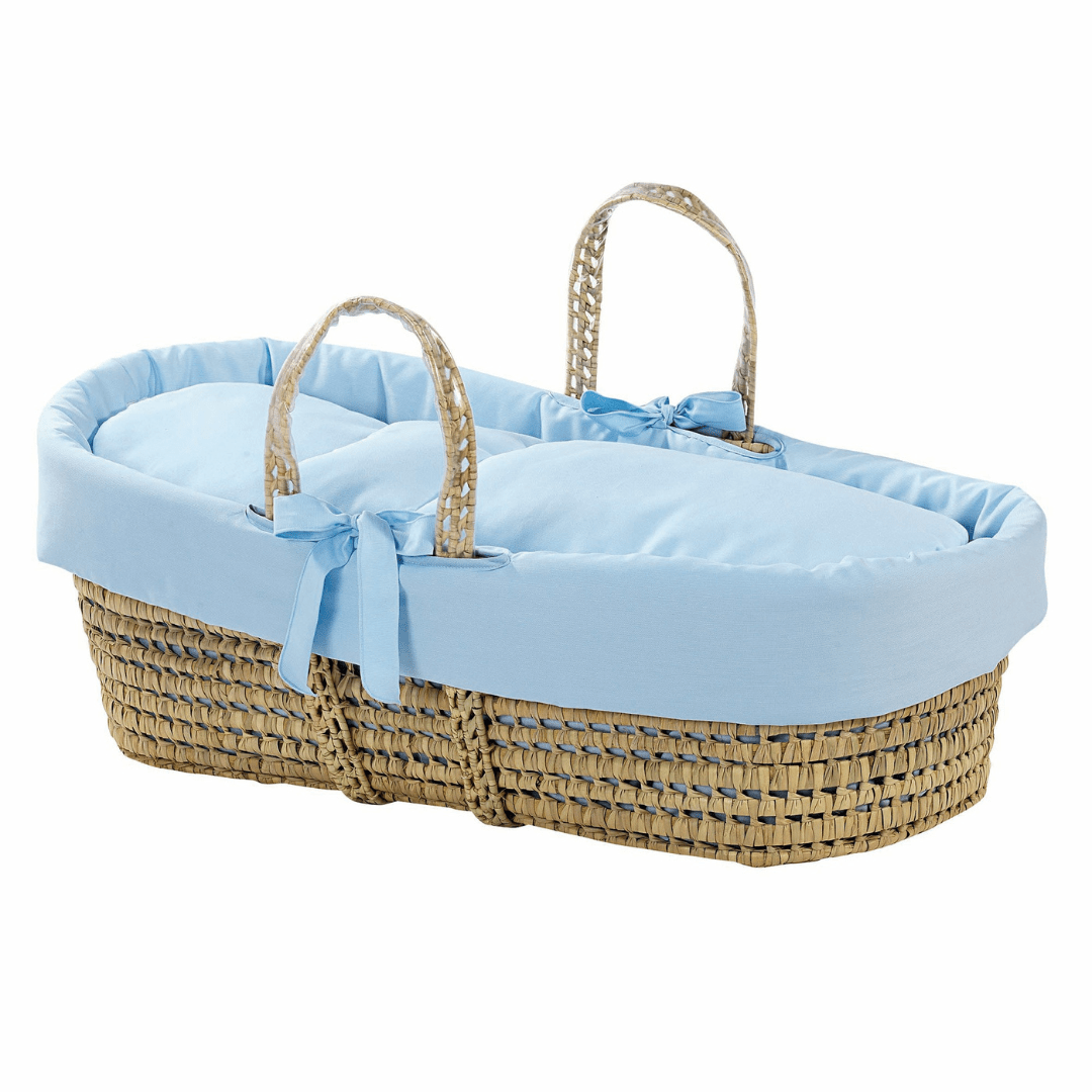 Carolina Moses Basket in Blue - The Baby Cot Shop, Chelsea