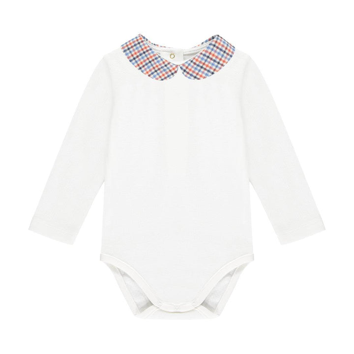 Baby Bodysuit with check collar | Luxury Baby Gifts