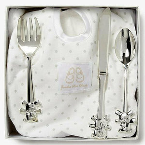 Silver Plated Cutlery Set with Bib