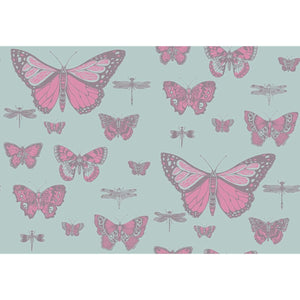 Butterflies and Dragonflies Light Blue Wallpaper