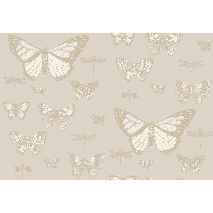 Butterflies and Dragonflies Beige Wallpaper