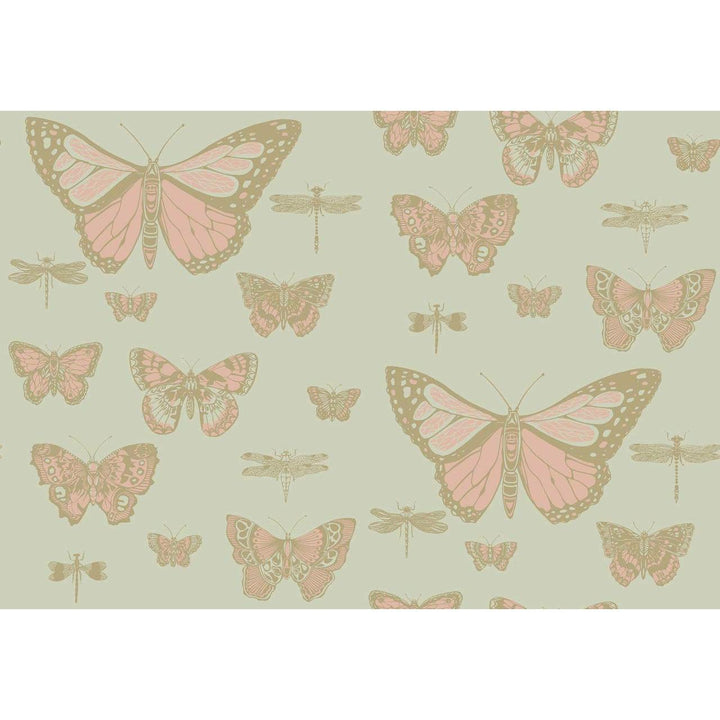 Butterflies and Dragonflies Khaki Wallpaper