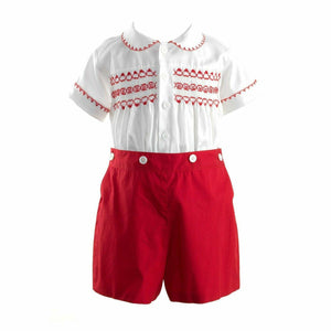 Rachel Riley Smocked Set - Red