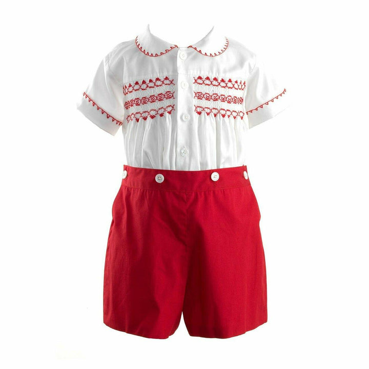 Rachel Riley Smocked Set - Red