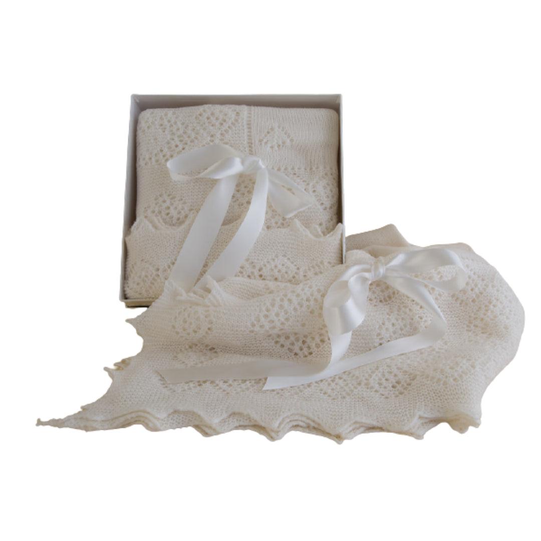 Ivory Baby Shawl - Pure Wool - The Baby Cot Shop, Chelsea