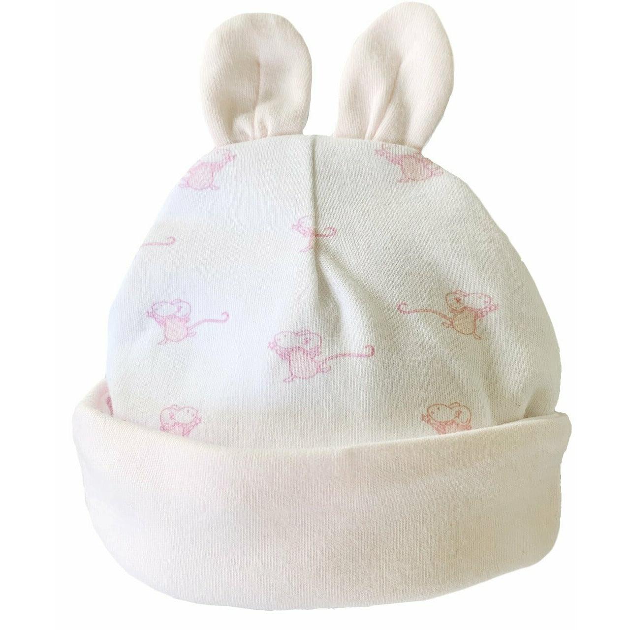 Newborn Baby Hat with Ears - Pink - The Baby Cot Shop, Chelsea